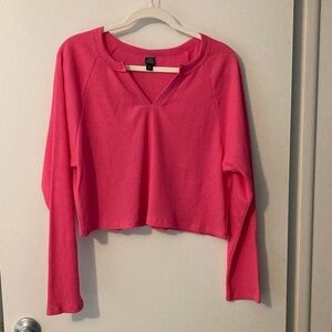 Wild fable, XL, waffle, crop notch V, long sleeve tee